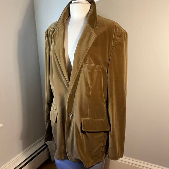 Vintage Pop Sugar Brown Velour Blazer. XL. Single, 2 Button academia lagenlook - Picture 12 of 16